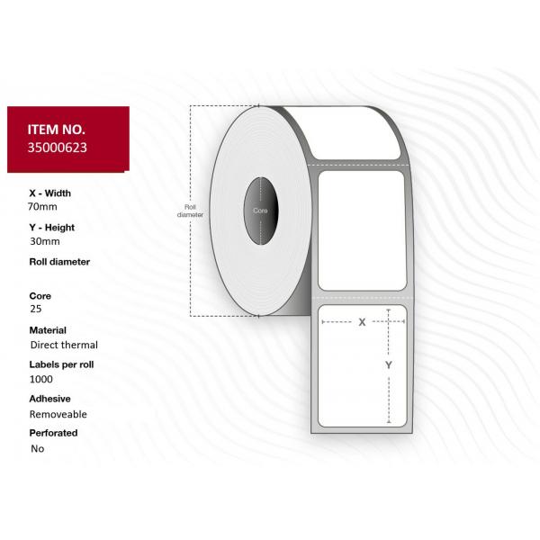 Capture 35000623 Etichetta Per Stampante Bianco (label 70x30 - Core 25. White. - Premium. Dt. Removable. 1.000 - Labels Per Roll. 4 Rolls Per Box. bl