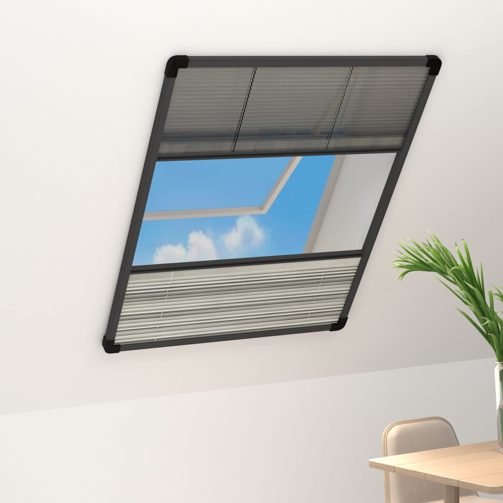 Zanzariera Plissettata Finestra Alluminio 80x120 Cm Con Tendina