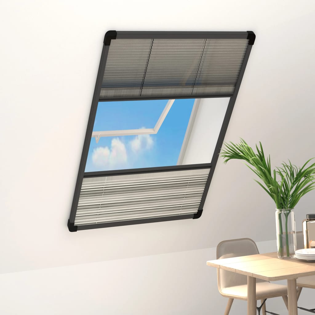 Zanzariera Plissettata Finestra Alluminio 80x160 Cm Con Tendina