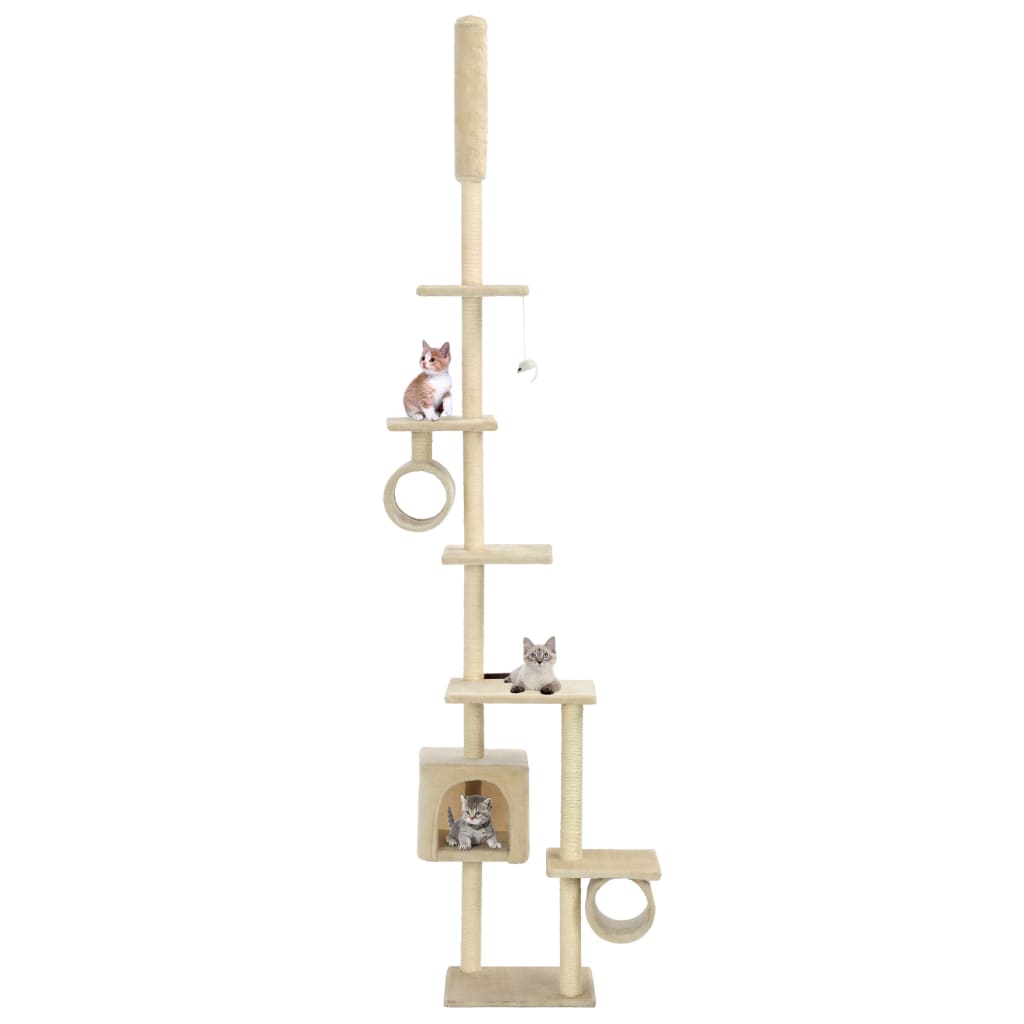 Albero Per Gatti Con Pali Tiragraffi In Sisal 260 Cm Beige