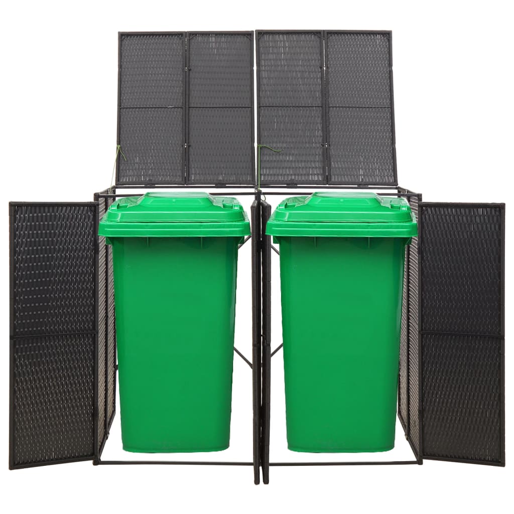 Copribidone Doppio Nero 140x80x117 Cm In Polyrattan