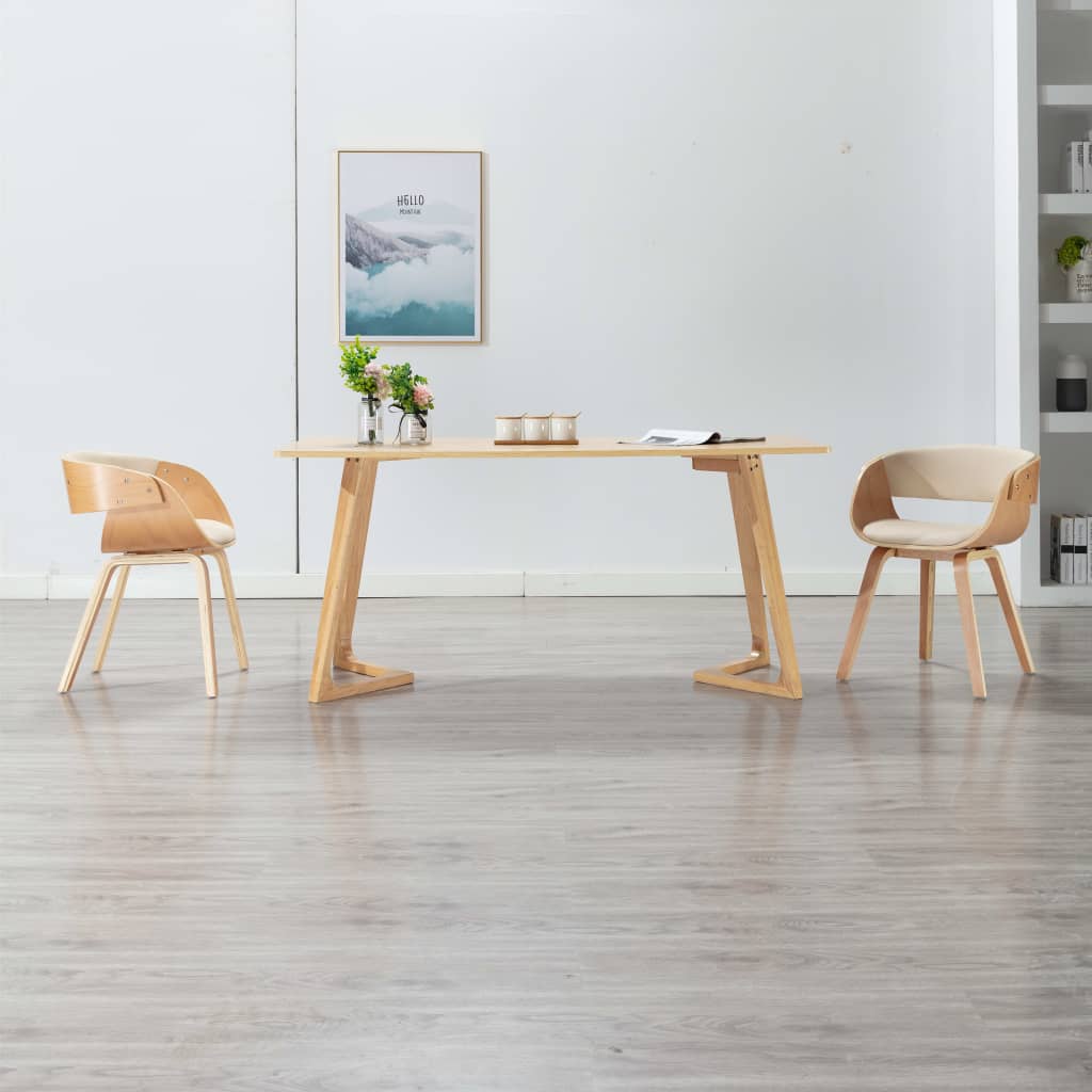 Sedie Da Pranzo 2 Pz In Legno Curvato E Similpelle Crema