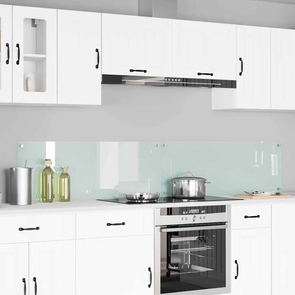 Rivestimento Da Cucina 2 Pcs Bianco 110 X 40 Cm Vetro Temperato