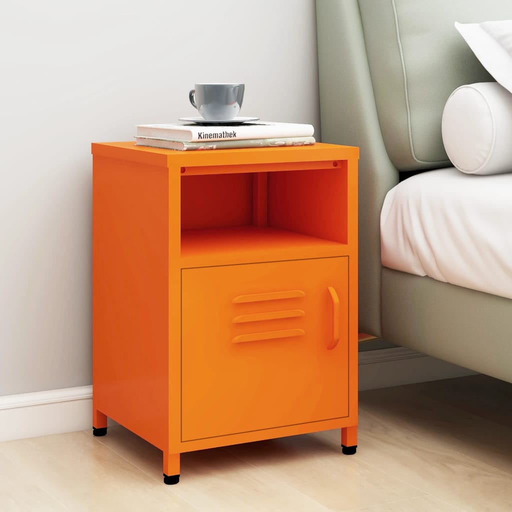Comodino Arancione 35x35x51 Cm In Acciaio
