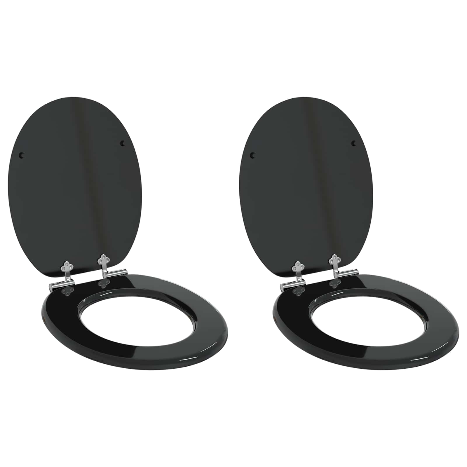 Sedile Del Wc 2 Pcs Nero 44 X 38 Cm Pannello Mdf