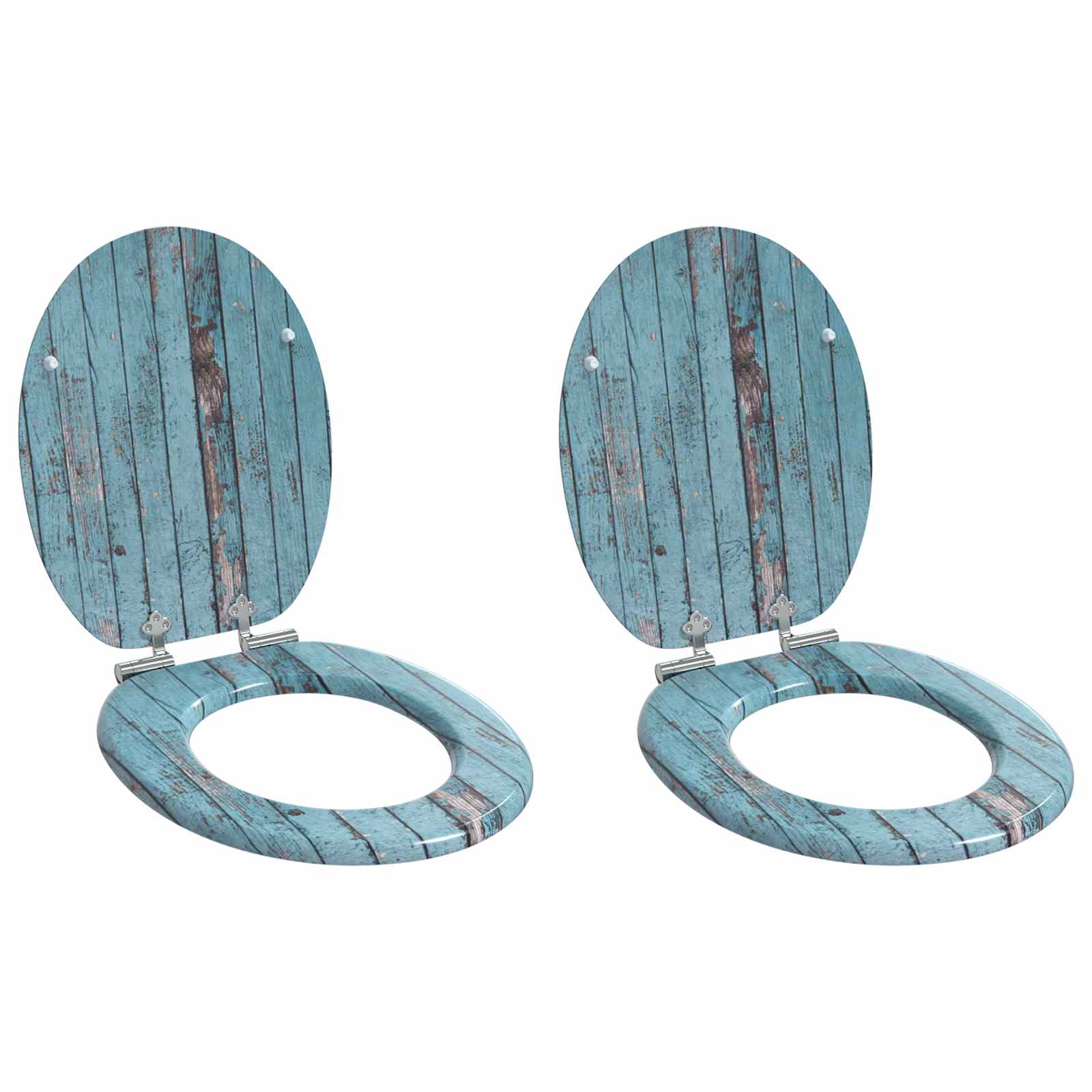 Sedile Del Wc 2 Pcs Blu 44 X 38 Cm Pannello Mdf