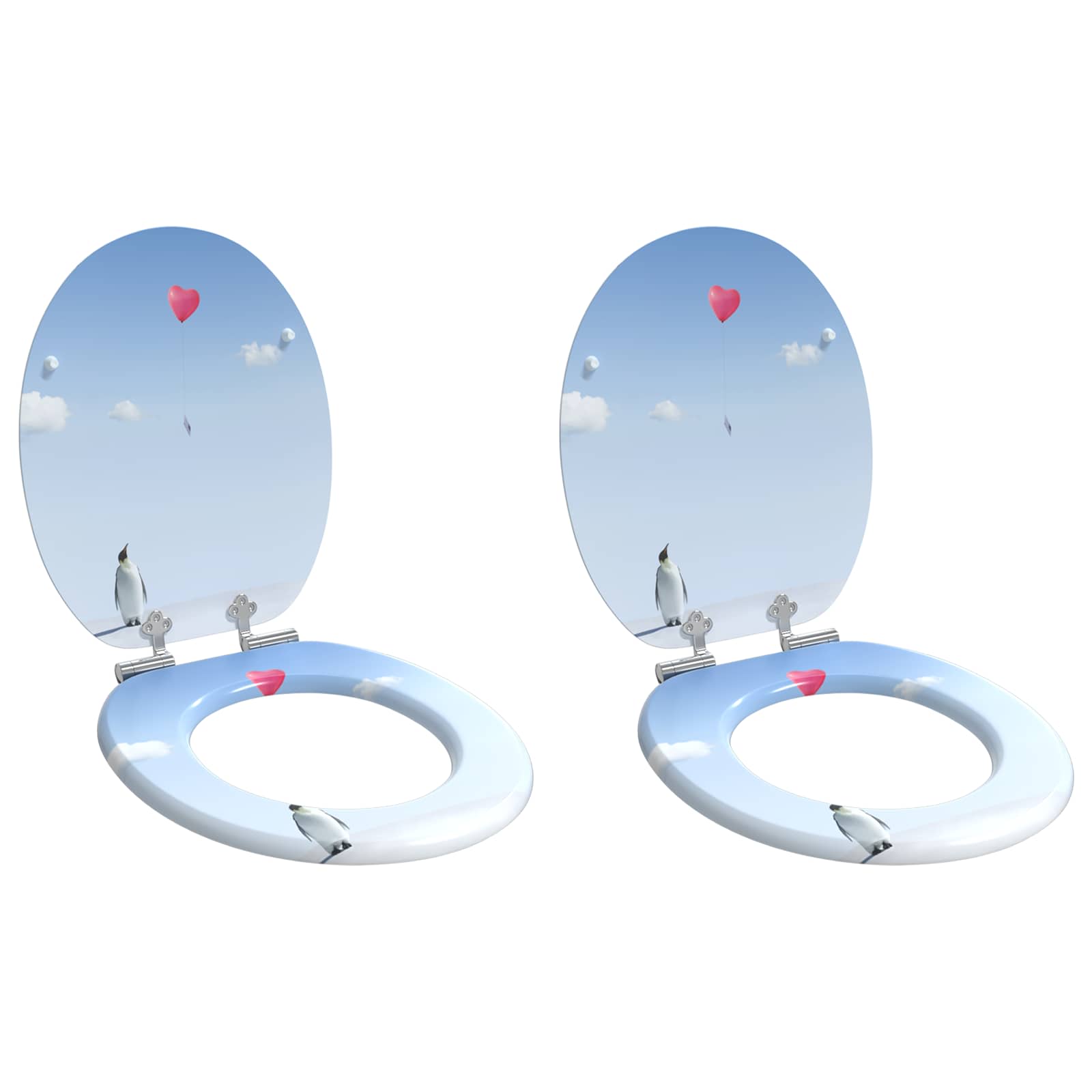 Sedile Del Wc 2 Pcs Blu 44 X 38 Cm Pannello Mdf