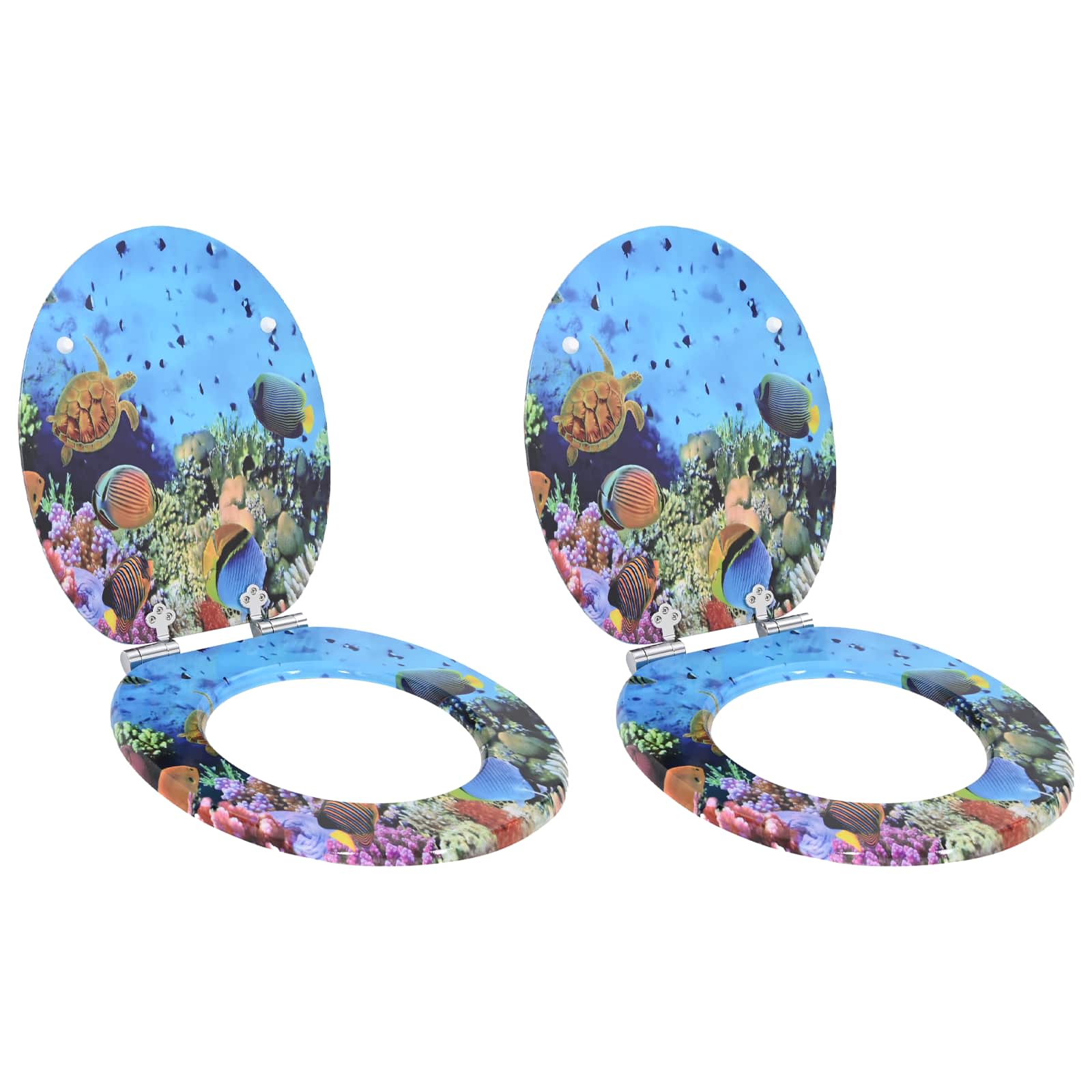 Sedile Del Wc 2 Pcs Blu Mare Profondo 44 X 38 Cm Pannello Mdf