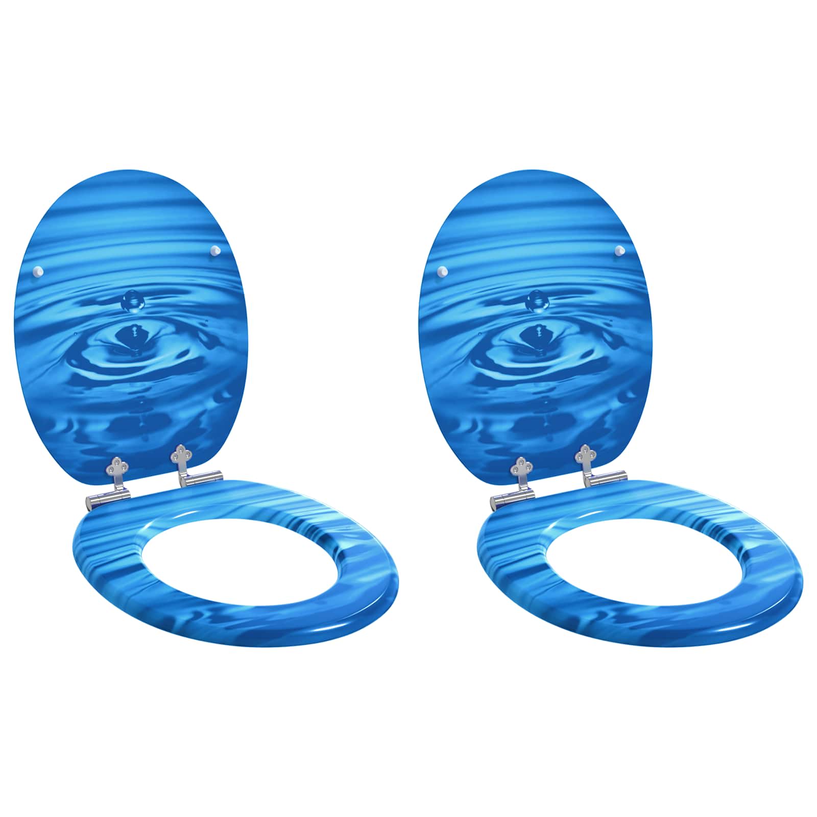 Sedile Del Wc 2 Pcs Goccia Blu 44 X 38 Cm Pannello Mdf