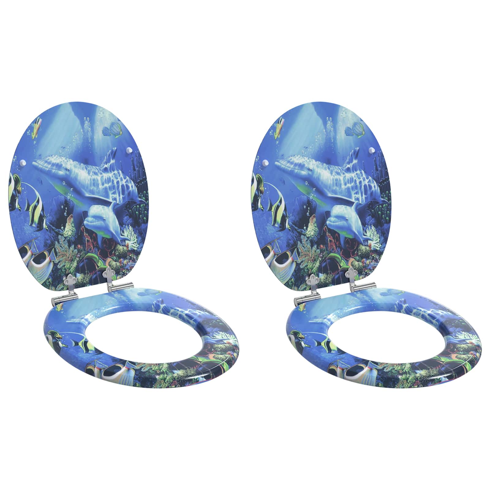 Sedile Del Wc 2 Pcs Blu 44 X 38 Cm Pannello Mdf