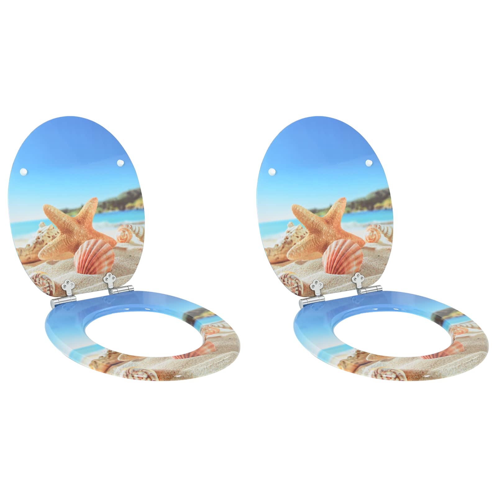 Sedile Del Wc 2 Pcs Conchiglia Di Mare 44 X 38 Cm Pannello Mdf