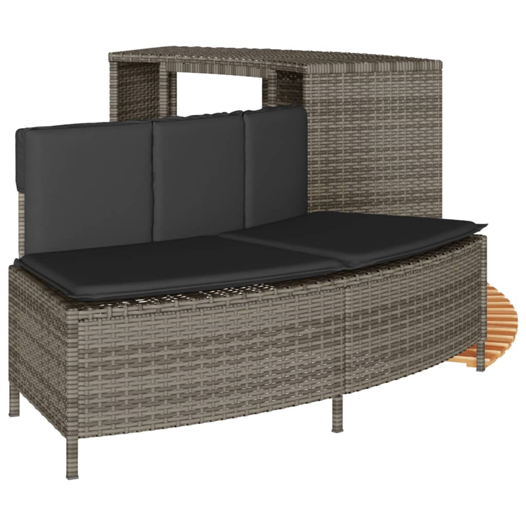 Bordo Per Spa Grigio In Polyrattan E Legno Massello Di Acacia - Image 4