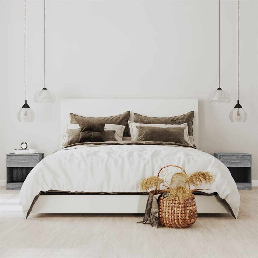 Comodino 2 Pz Con Cassetto Grigio Sonoma