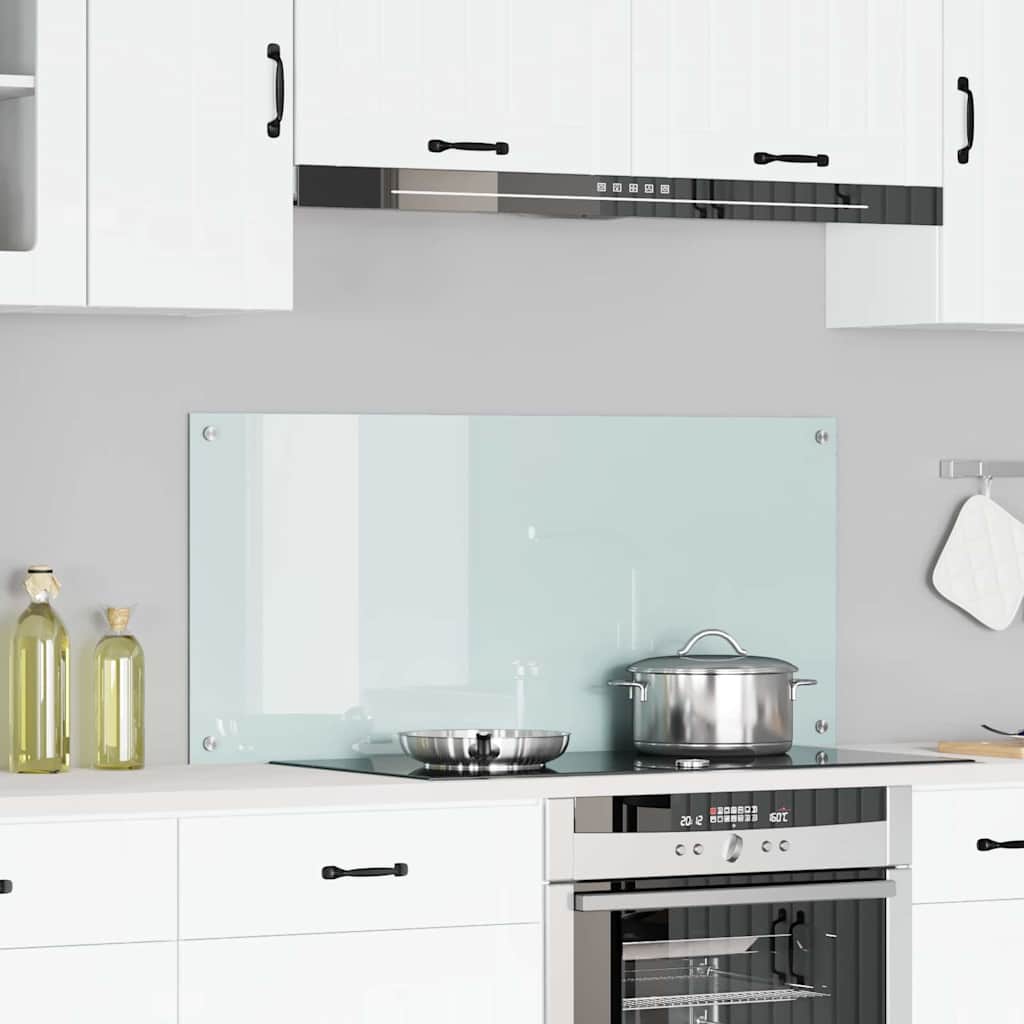 Rivestimento Da Cucina Bianco 110 X 50 Cm Vetro Temperato