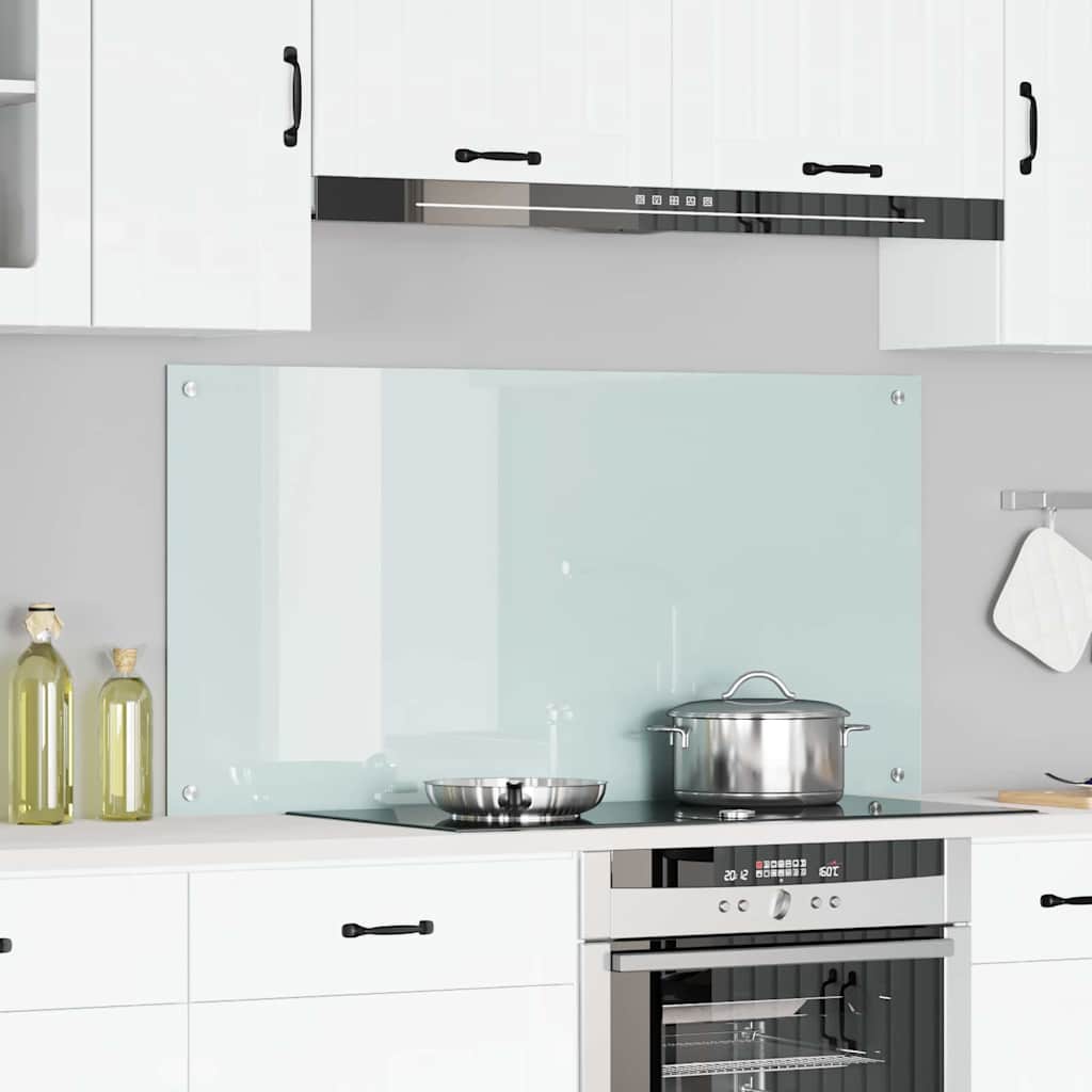 Rivestimento Da Cucina Bianco 120 X 60 Cm Vetro Temperato