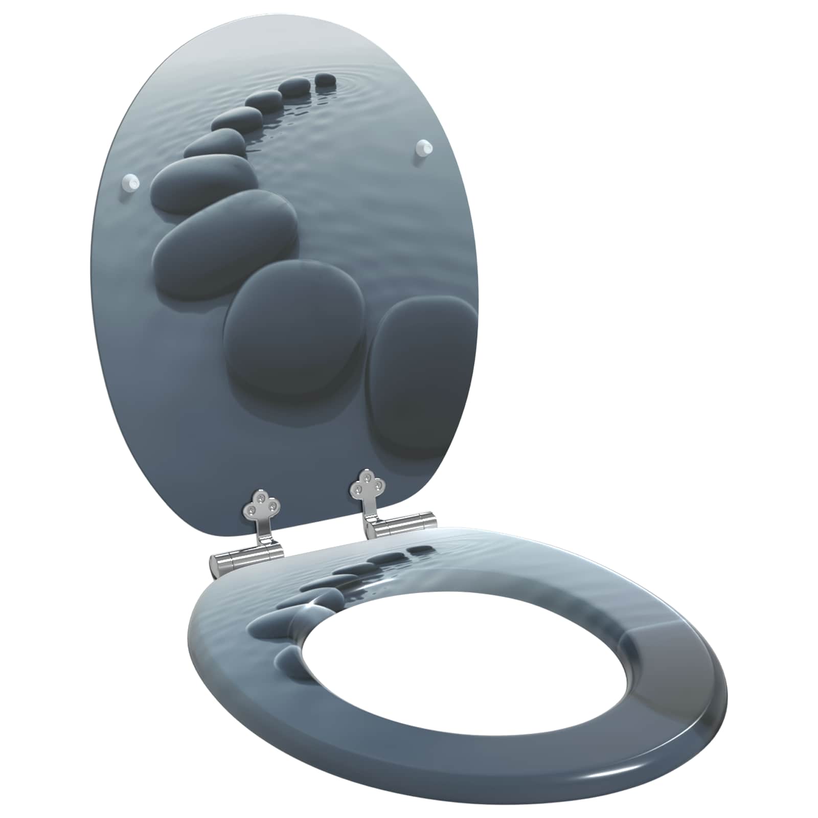 Sedile Del Wc Grigio 44 X 38 Cm Pannello Mdf