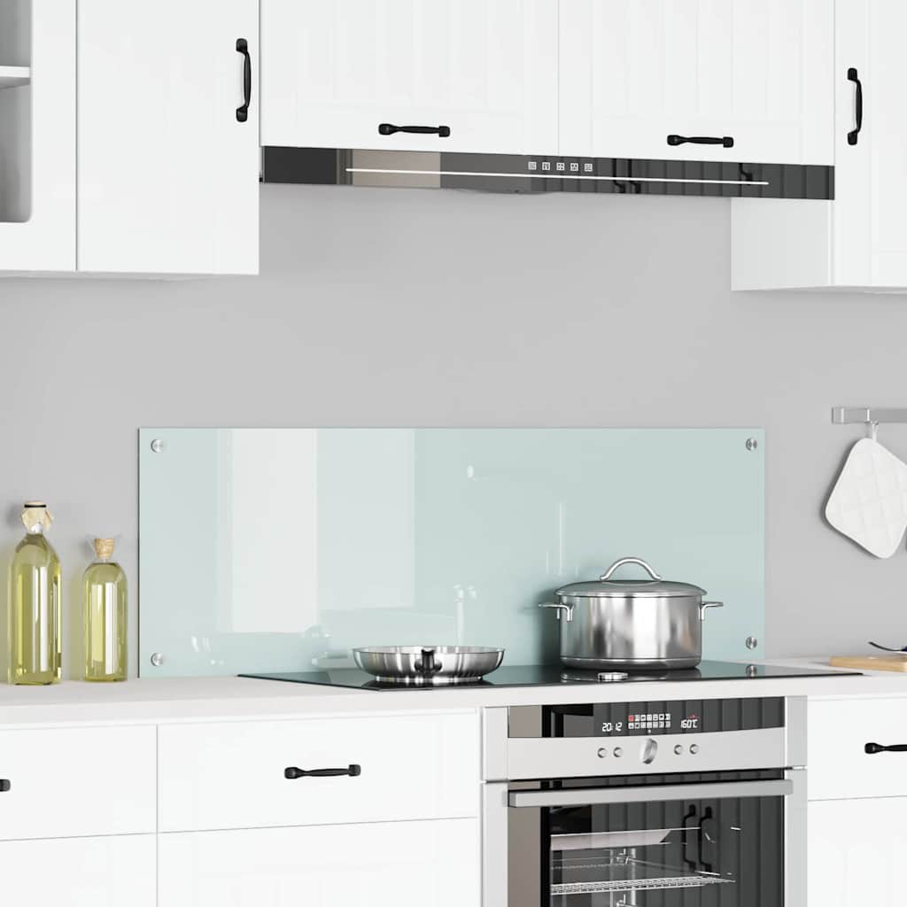 Rivestimento Da Cucina Bianco 120 X 40 Cm Vetro Temperato