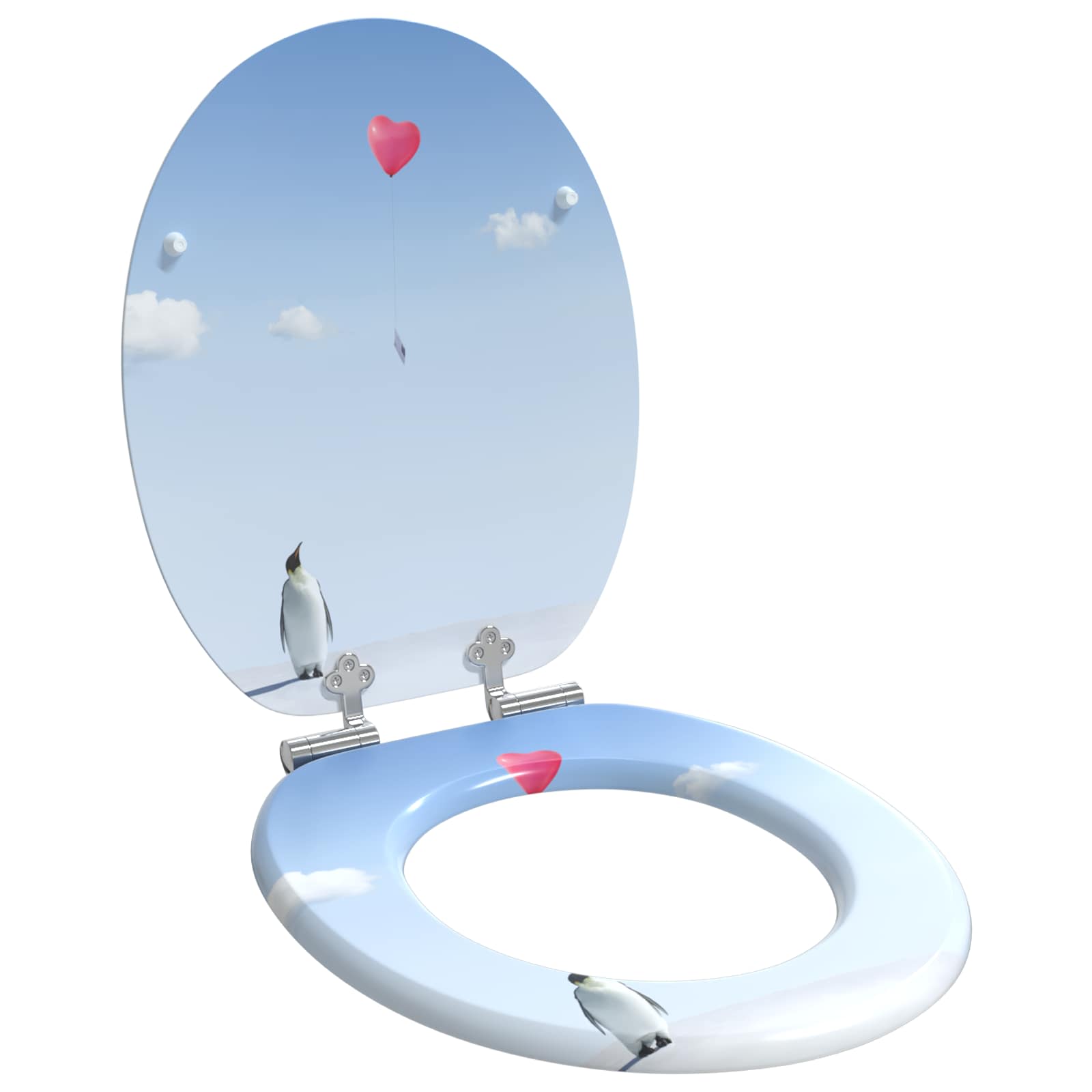 Sedile Del Wc Blu 44 X 38 Cm Pannello Mdf