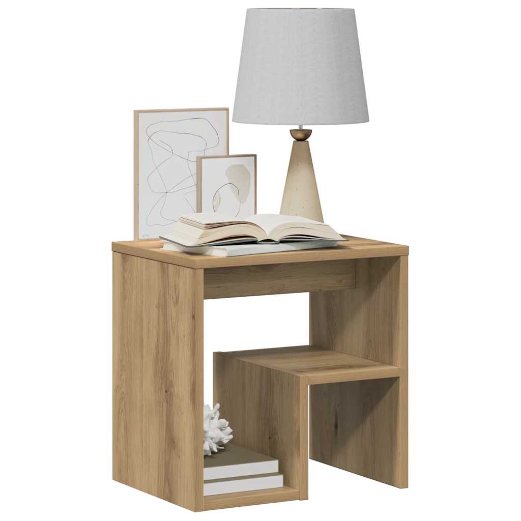 Comodini 2pz Rovere Artigianale 40x30x40 Cm In Truciolato