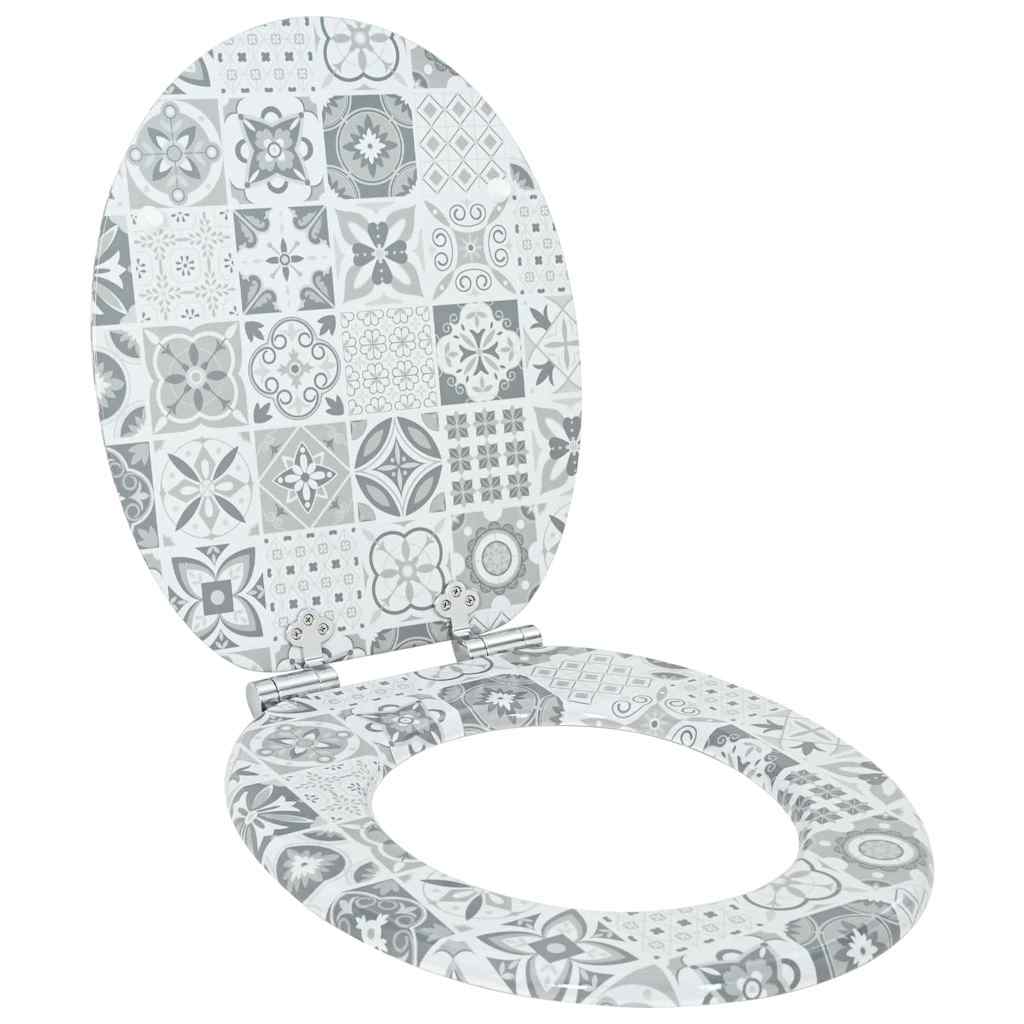 Sedile Del Wc Porcellana Blu E Bianca 44 X 38 Cm Pannello Mdf