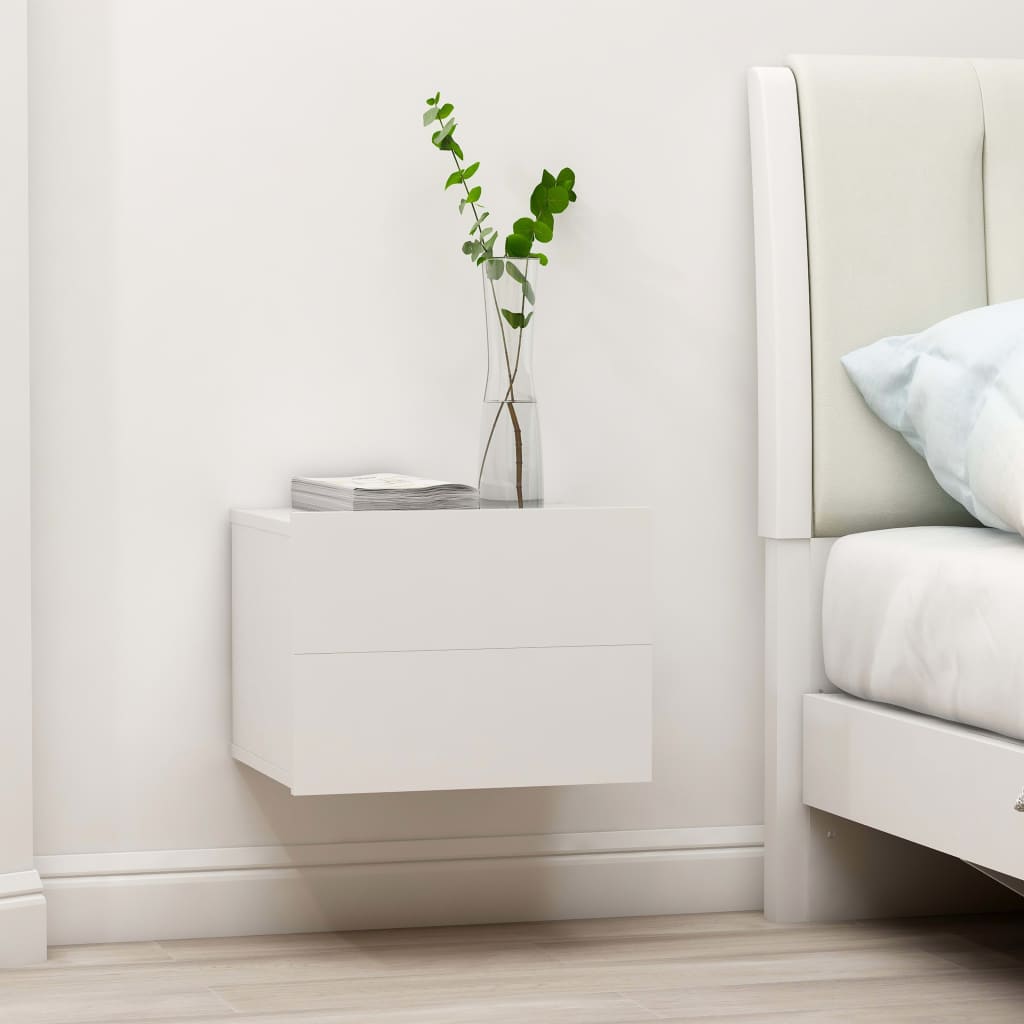Comodini 2 Pz Bianchi 40x30x30 Cm In Legno Multistrato