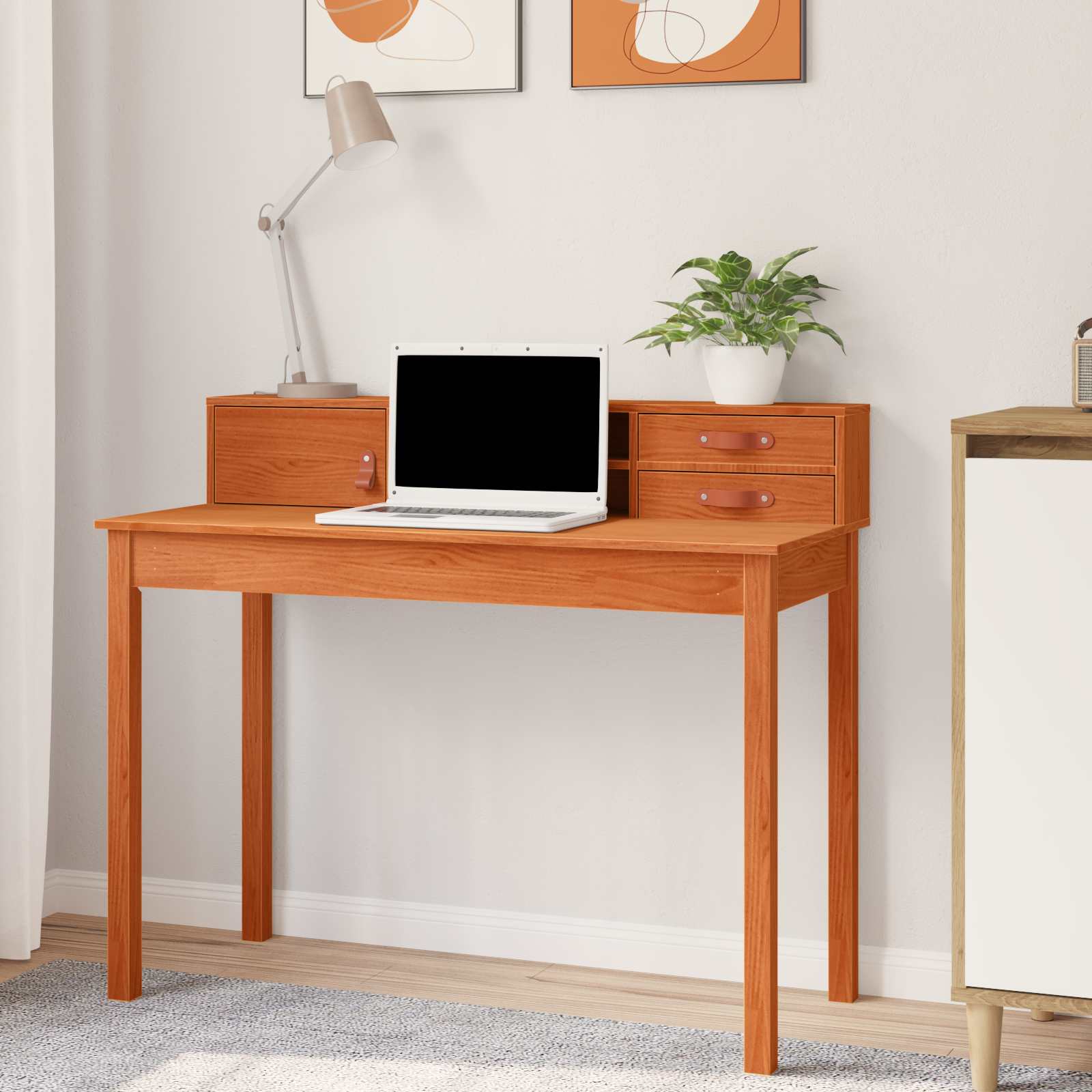 Scrivania Con Cassetto Marrone Cerato 110 X 50 X 93 cm