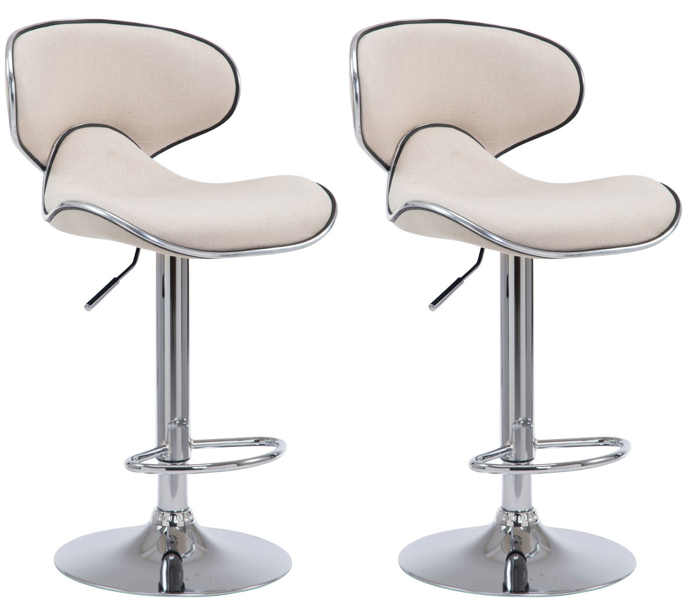 2er Set Barhocker Las Vegas V2 Stoff Chrom