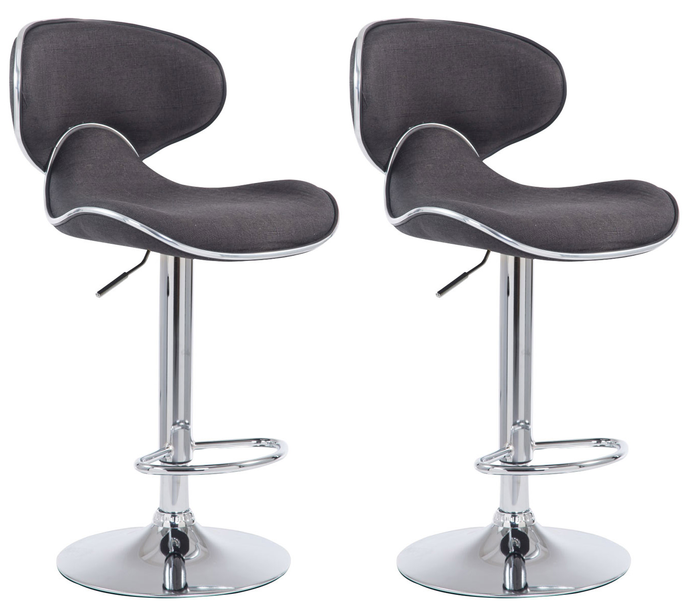 2er Set Barhocker Las Vegas V2 Stoff Chrom