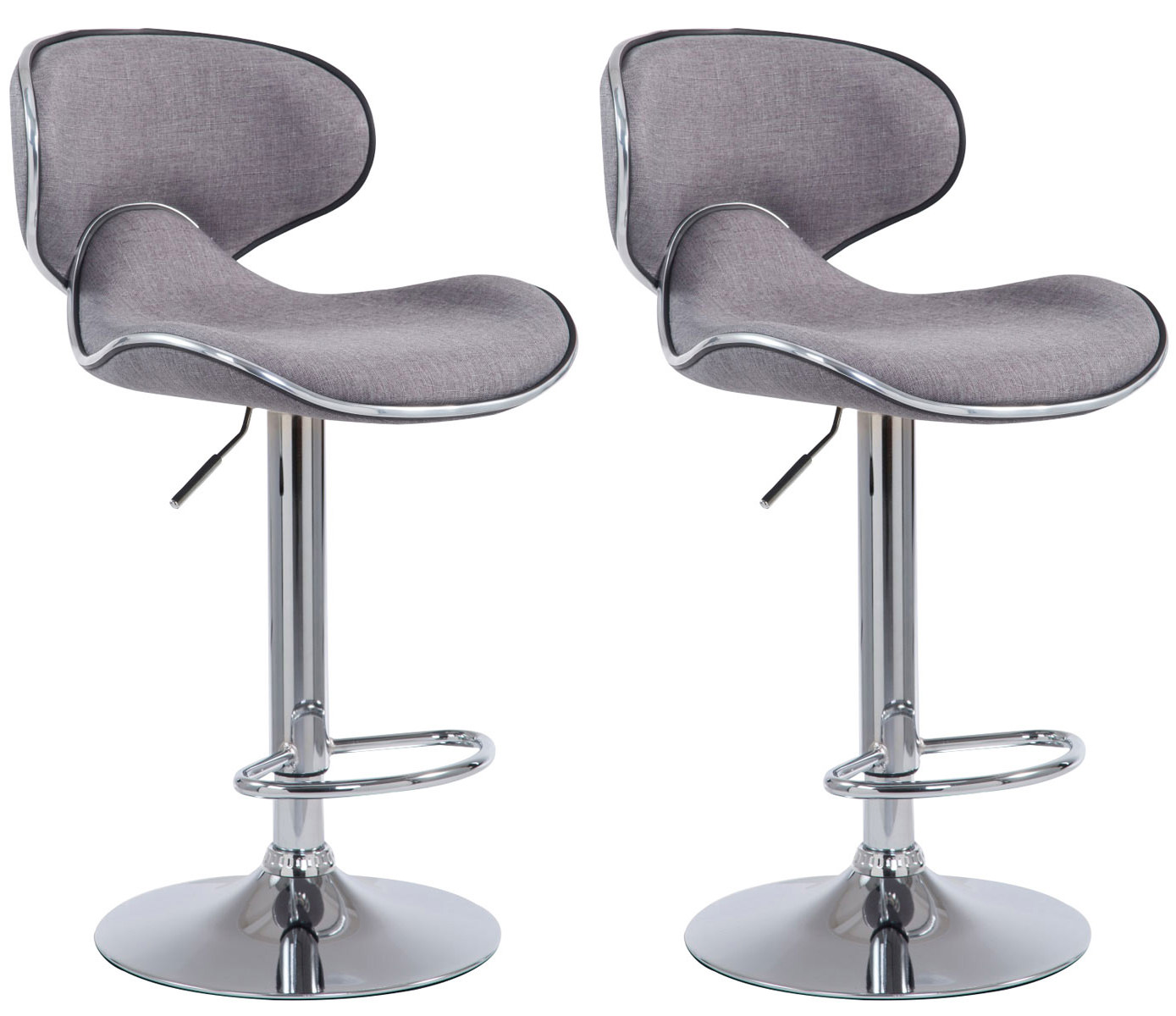 2er Set Barhocker Las Vegas V2 Stoff Chrom