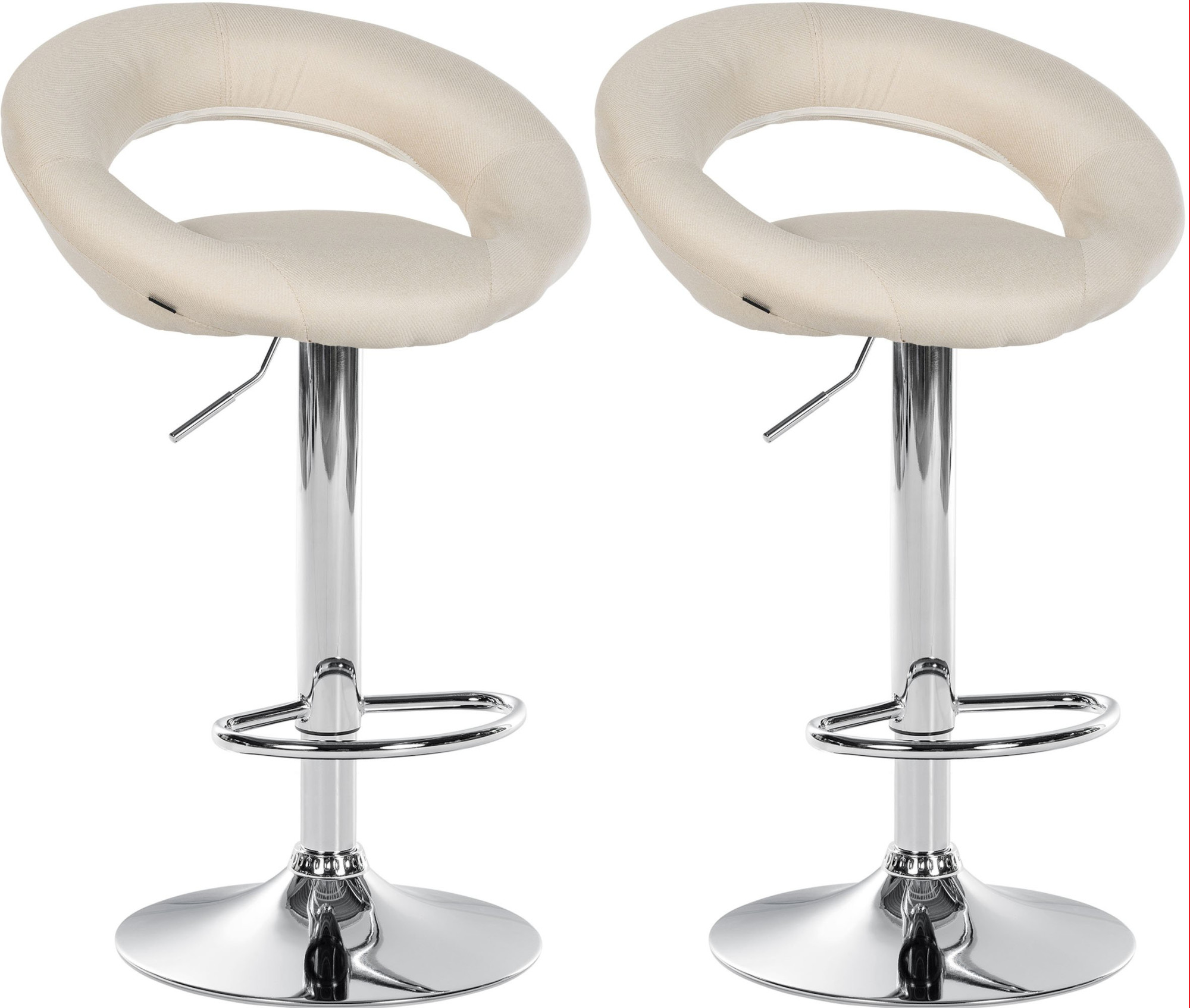 2er Set Barhocker Olinda Stoff Chrom