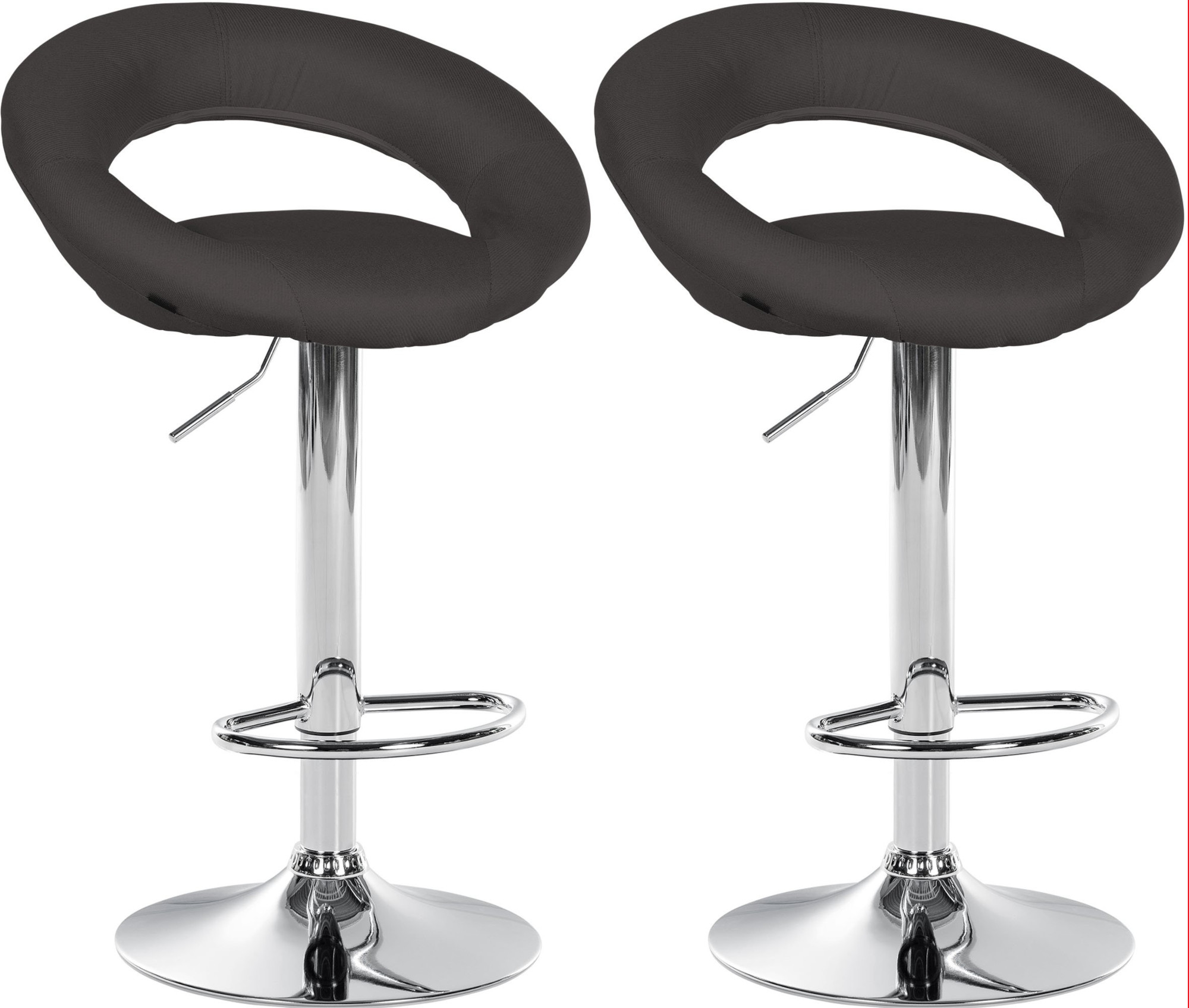 2er Set Barhocker Olinda Stoff Chrom