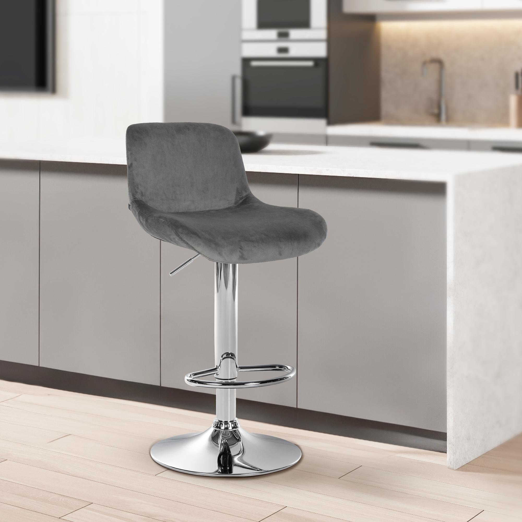 2er Set Barhocker Solon Chrom Samt - Image 5