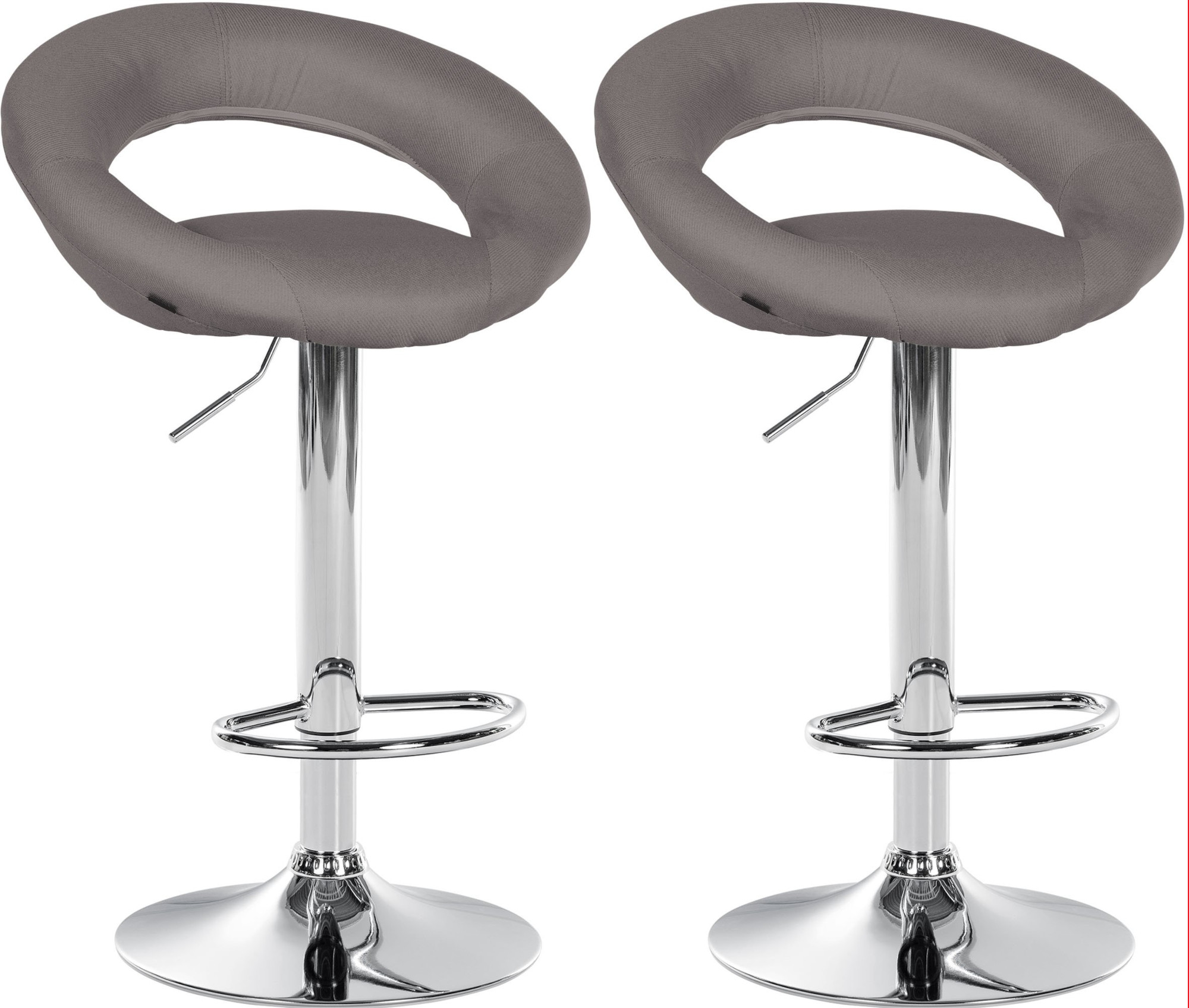 2er Set Barhocker Olinda Stoff Chrom