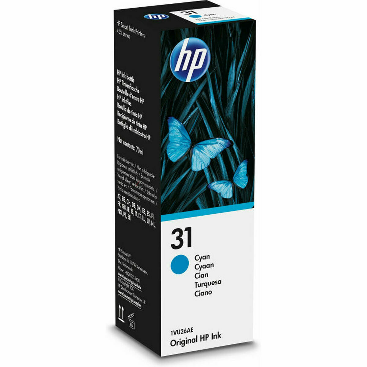 Inchiostro Per Ricaricare Le Cartucce Hp 1vu26ae 70 Ml Ciano