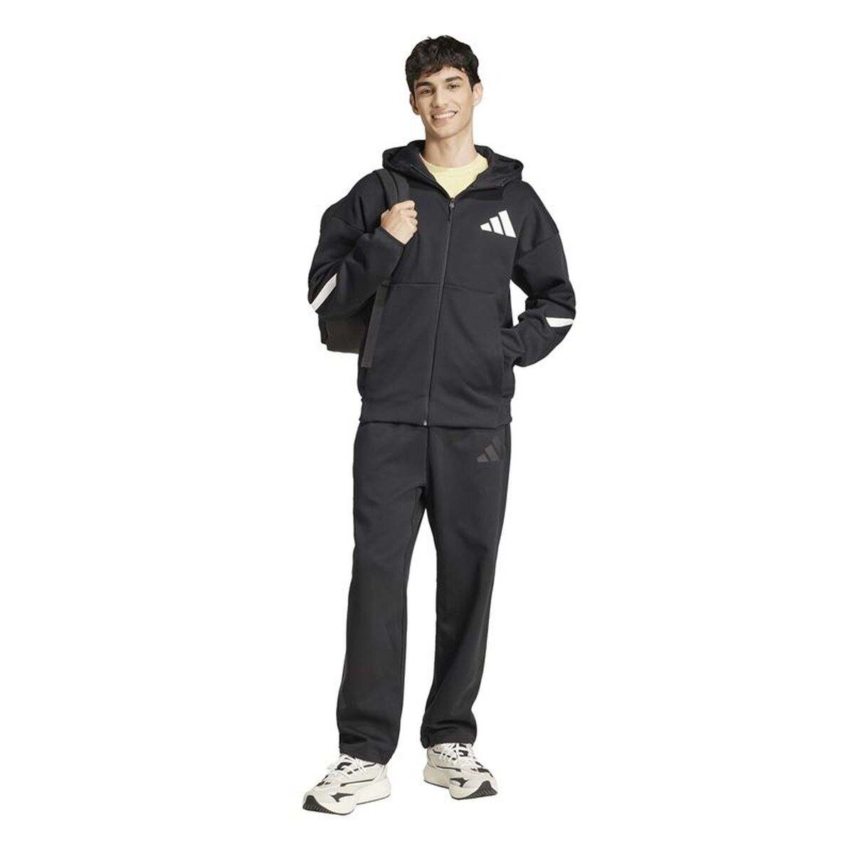 Felpa Con Cappuccio Uomo Adidas Z.n.e. Fz Nero Taglia:s