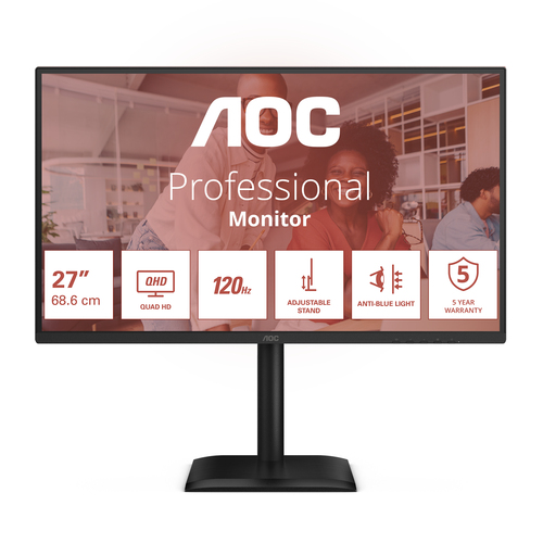 Aoc Monitor 27 Led Ips Qhd 16:9 4ms 120hz 350 Cdm, Pivot, Dp/hdmi, UsB-C, Multimediale