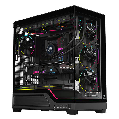 Case Showbui Wave 82b  Gaming Tower Atx 4x12cm  Argb Fan 2xusb3 TypE-C Darker Temp Glass Side  Fron