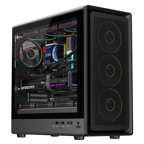 Itek Case Meshcore 36b  Gaming Tower Atx  4x14cm Argb Fan  2xusb3 TypE-C Temp Glass Side Panel