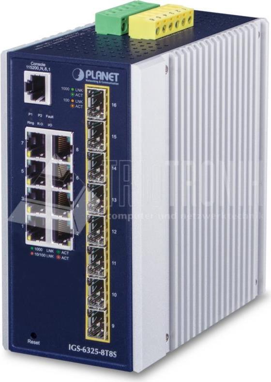 Planet Ip30 Industrial L3 8-Port Managed Gigabit Ethernet (10/100/1000) Blau - Weiß (igS-6325-8t8s)