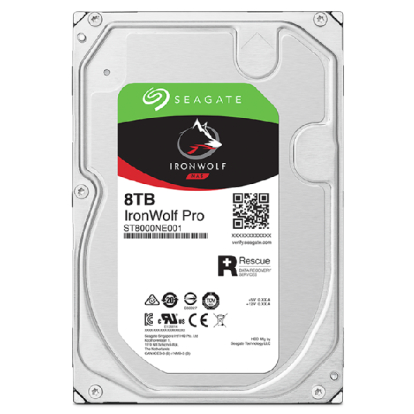 Seagate Ironwolf Pro Enterprise Nas Hdd 8tb 7200rpm 6gb/s Sata 256mb Cache 8,9cm 3.5" 24x7 Für Nas & Raid Rackmount Systeme Blk (st8000nt001)