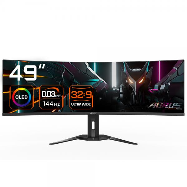 Gigabyte Aorus Monitor Da Gioco Curvo Co49dq Oled - 5120x1440 (dqhd), 1800r, 144hz, 0,03ms, Kvm, Freesync Premium Pro, Hdmi 2.1