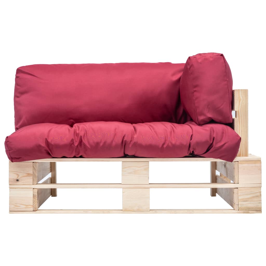 Divano Da Giardino A Pallet Con Cuscini Rossi In Legno Di Pino
