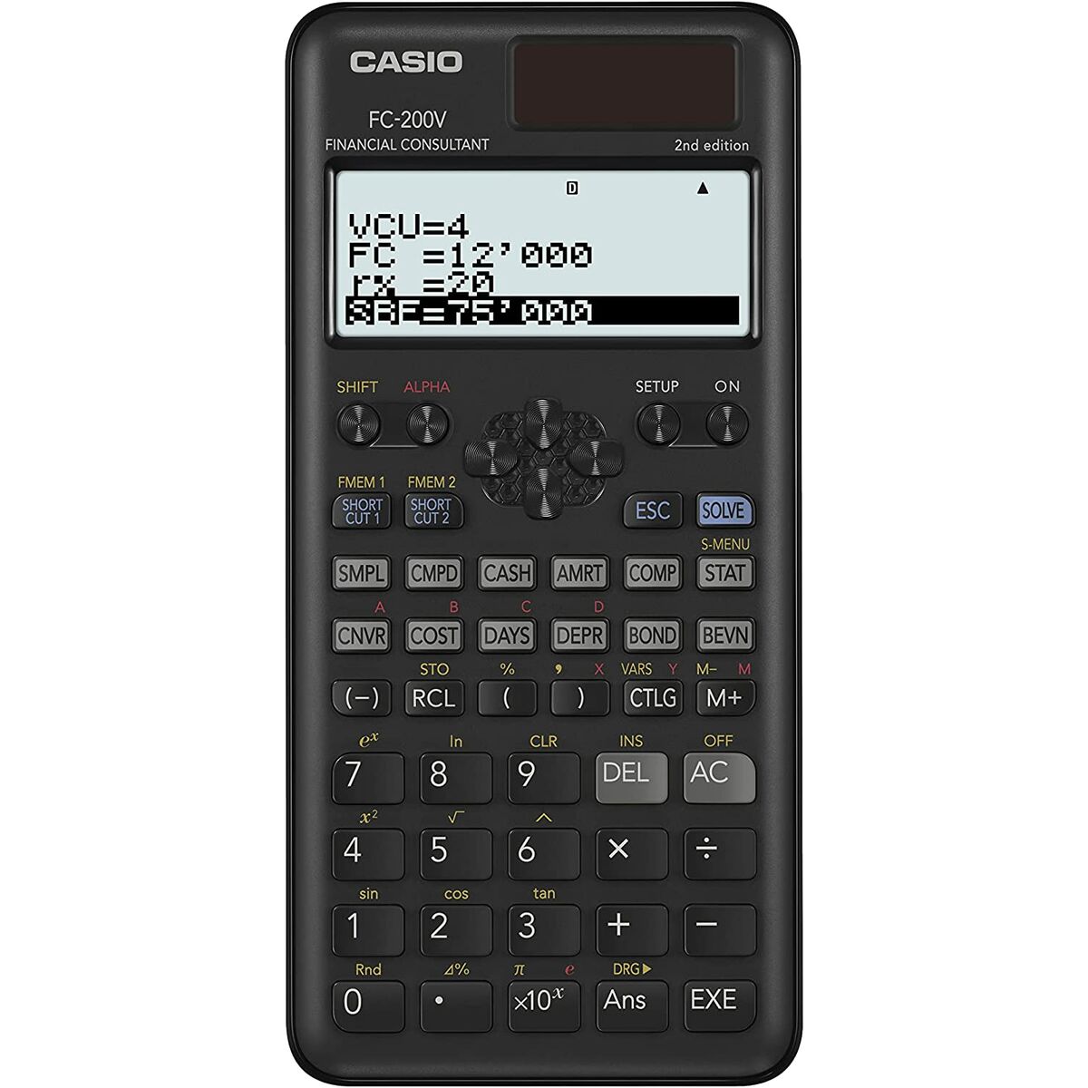 Calcolatrice Casio FC-200V-2-W-Et Nero Plastica 16,2 X 7,7 X 1,1 cm