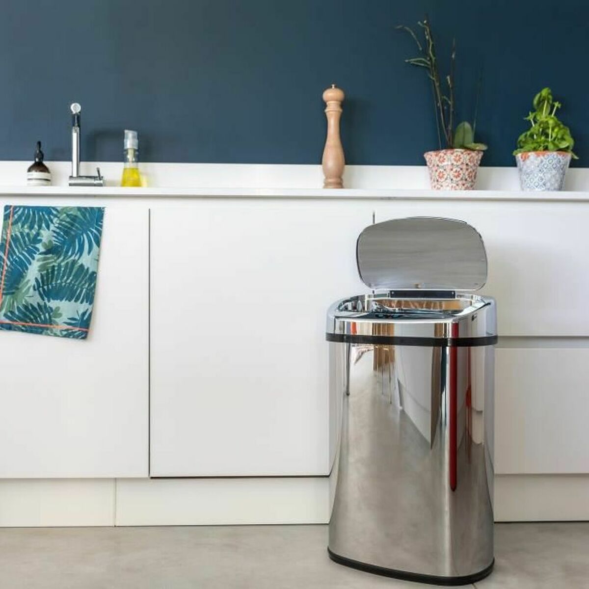 Secchio Della Spazzatura Kitchen Move Majestic Automatico Nero Acciaio Inossidabile Abs 68 L - Image 4