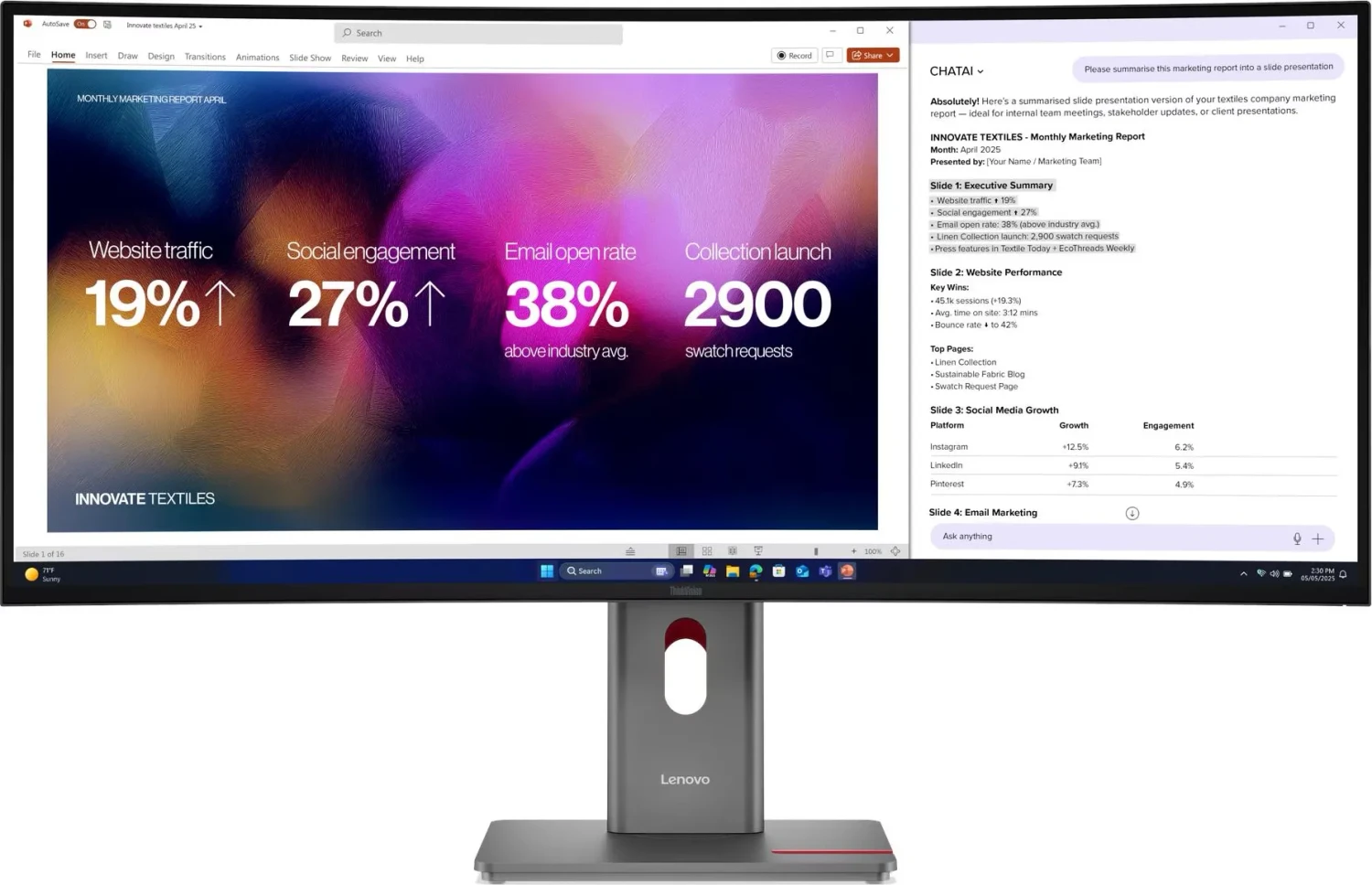 Lenovo Thinkvision P40wD-40 Gebogener 40" 5k Monitor Wuhd Ips Hdr10 Thunderbolt 4 (64b4gat1eu)