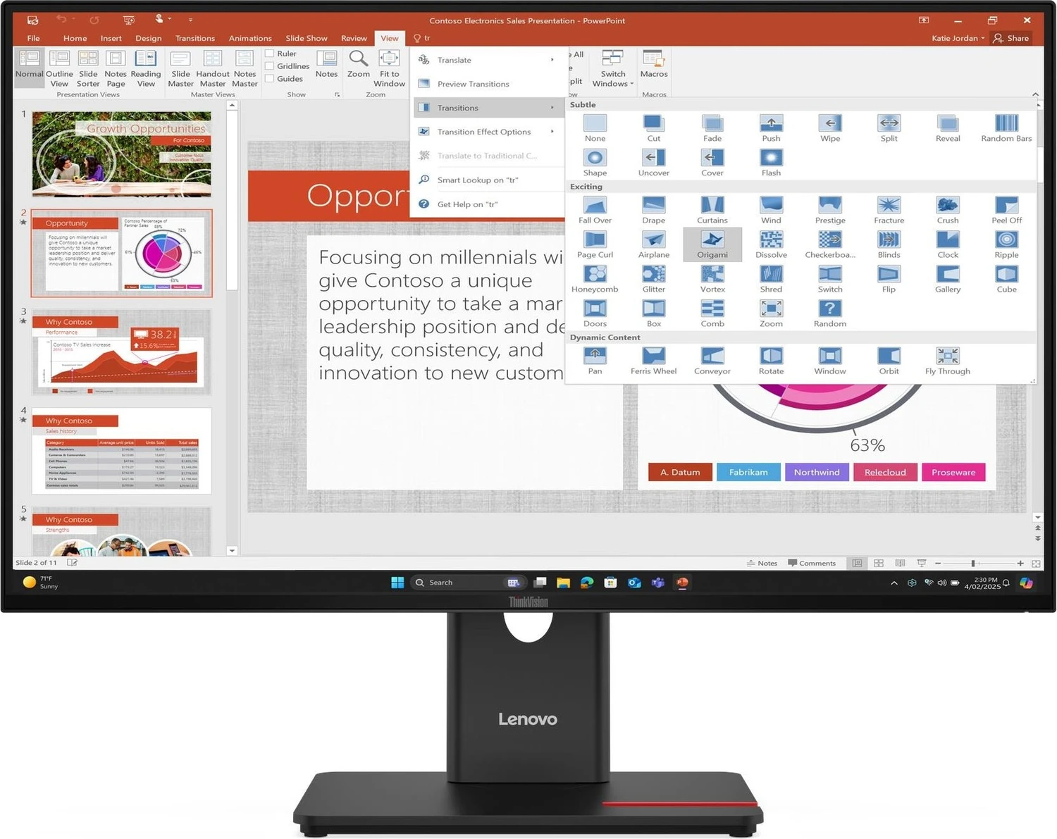 Lenovo Thinkvision T27-40 27" FulL-Hd Monitor, 120hz, Ips, Hdmi/dp/vga, UsB-Hub (64a5mat6u1)