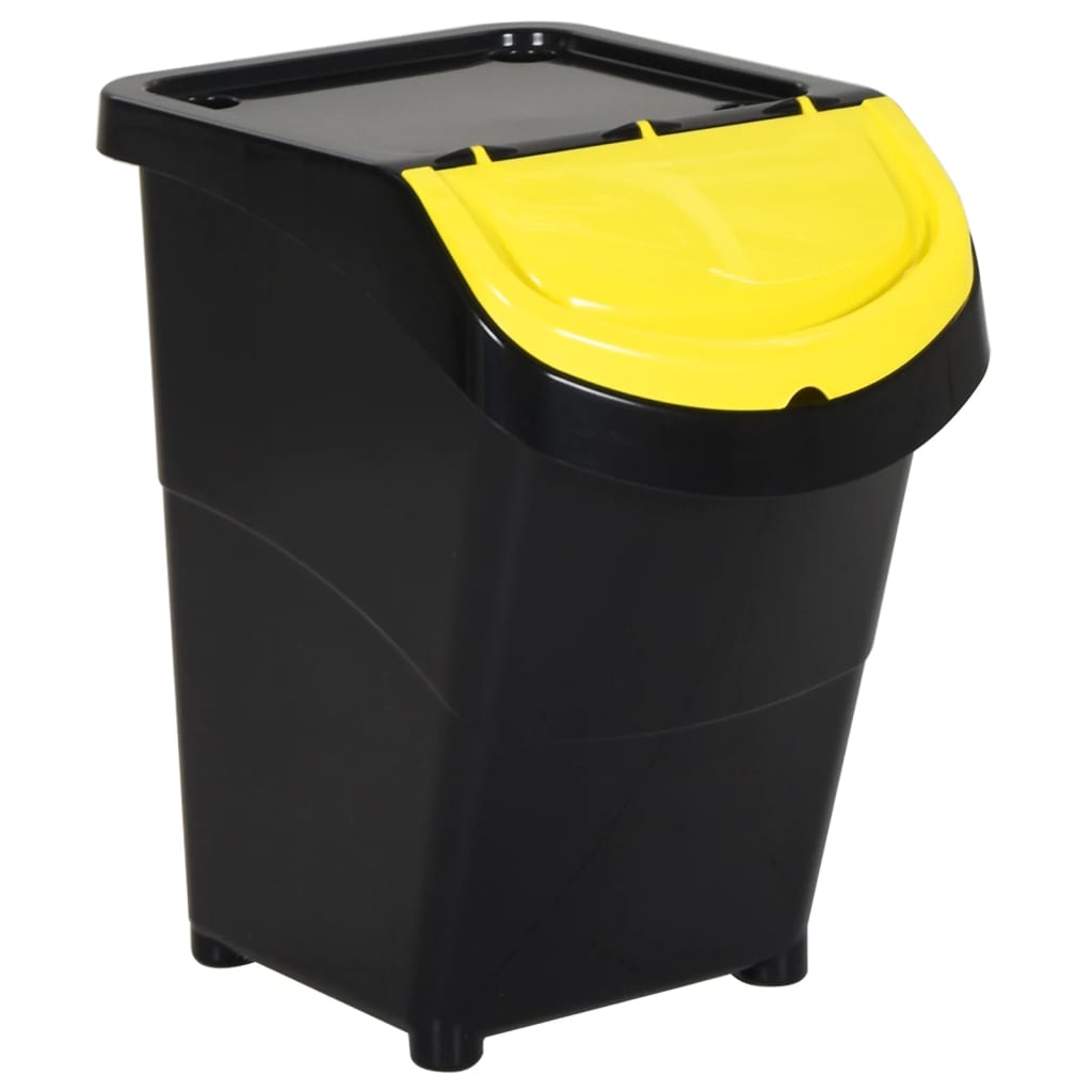 Cestini Per Rifiuti Impilabili Con Coperchi 3pz Neri Pp 120l