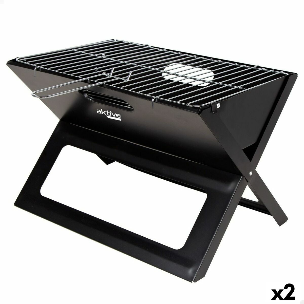 Barbecue Portatile Aktive Nero Acciaio Ferro 45 X 30 X 29 cm
