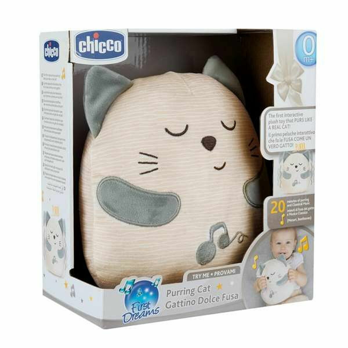 Peluche Con Suono Chicco Gatto Bianco