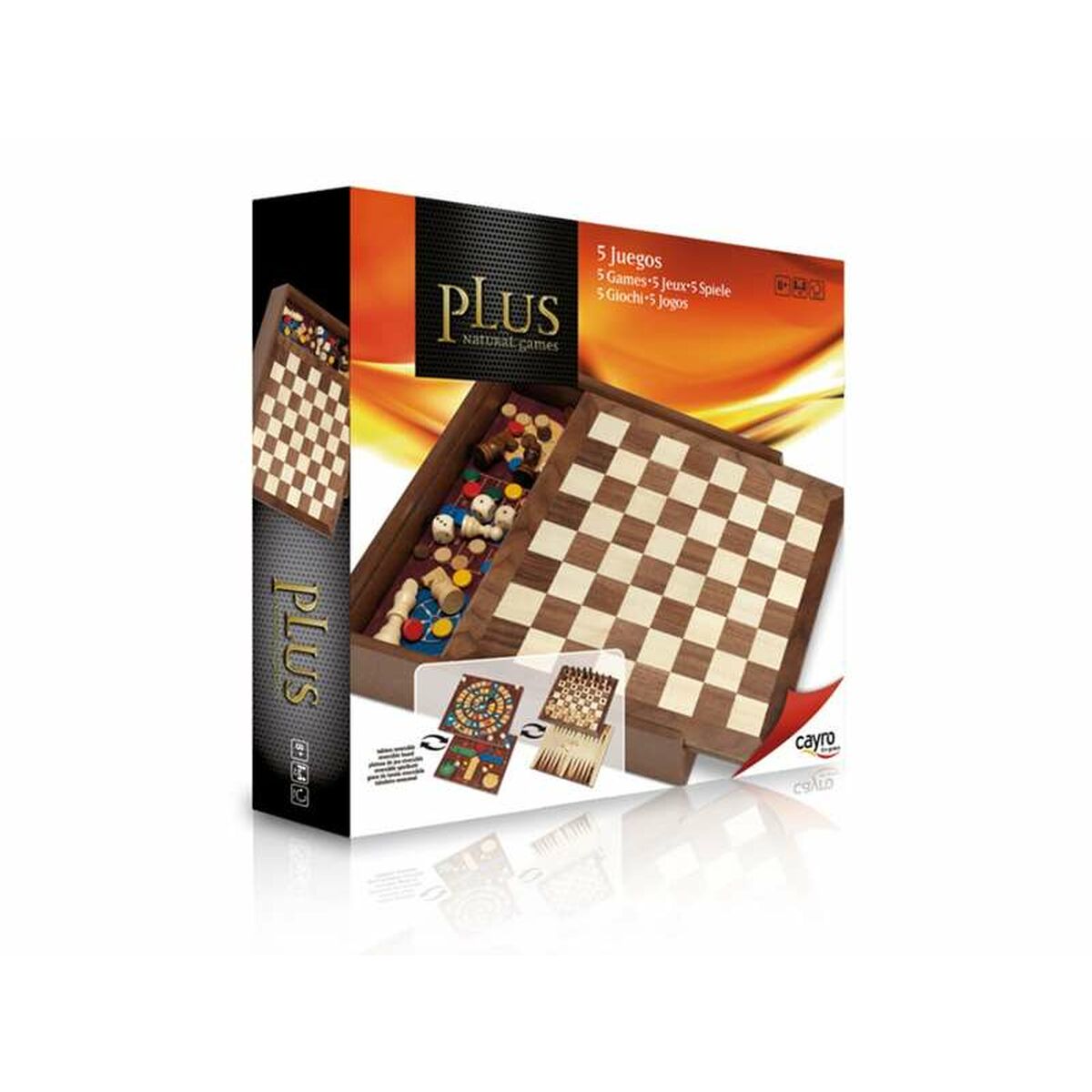 Set 5 Giochi Da Tavolo Cayro Plus Legno 29 X 29 cm